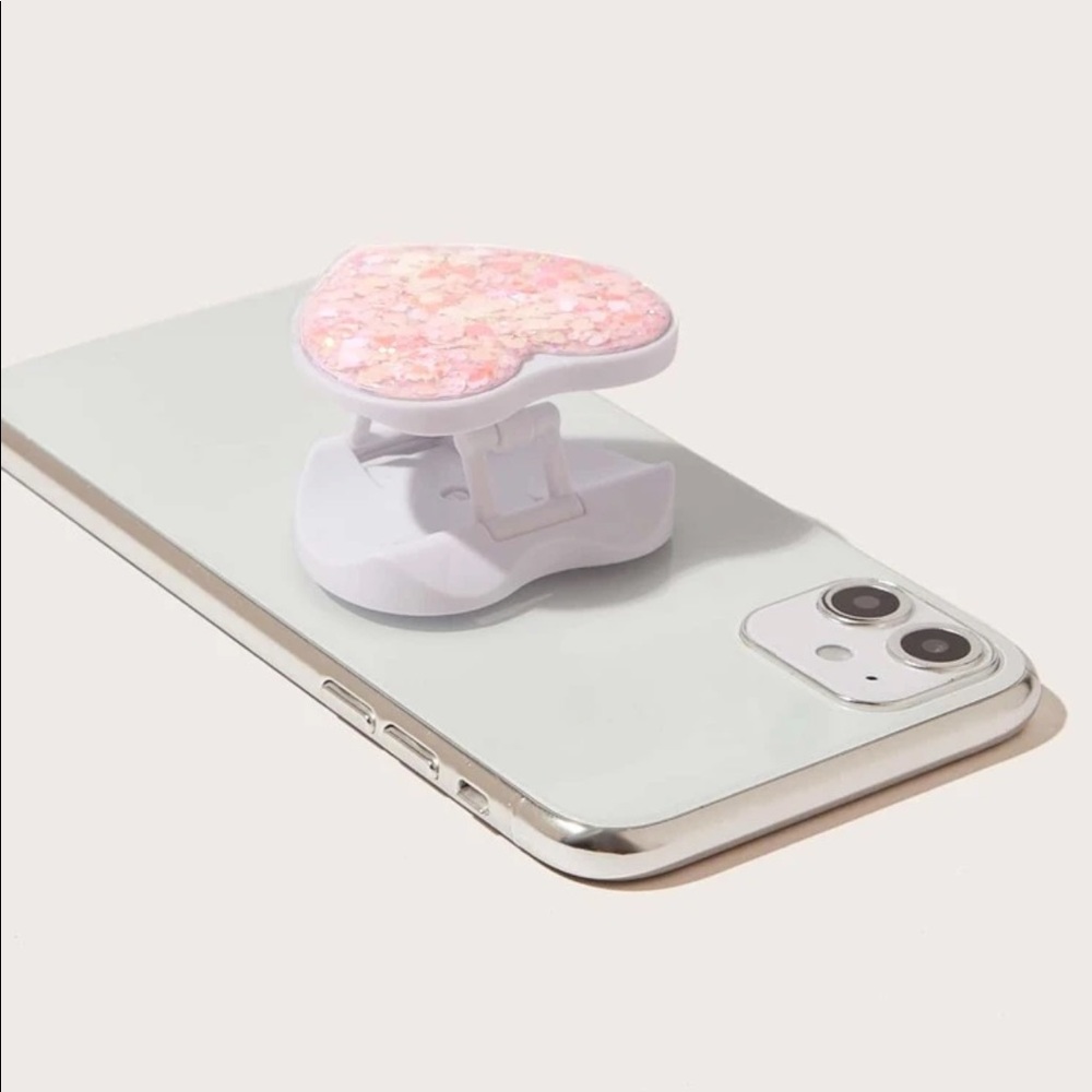 Glitter heart Collapsible phone finger holder - Picture 3 of 3